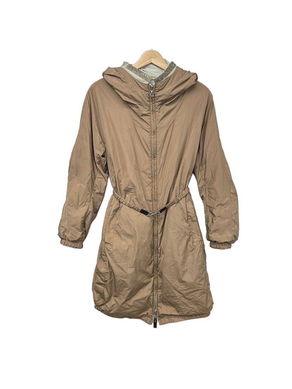 Max Mara Coat M Beige Silver Sequins 40